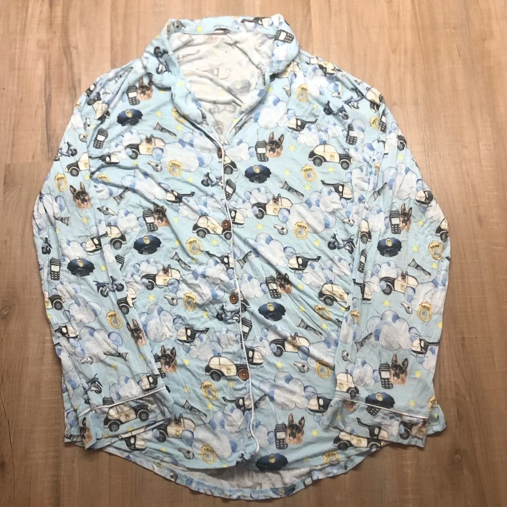 Posh Peanut Police Print Adult Pajamas - Picture 2 of 9